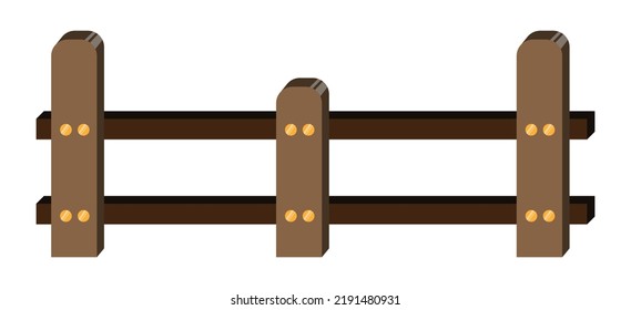 Vector de valla de madera marrón. Aislado sobre fondo blanco. Ilustración de accesorios de decoración del hogar. Alambre de la casa.