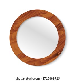 Brown wooden frame isolated on a white background. Vector stock illustration for card