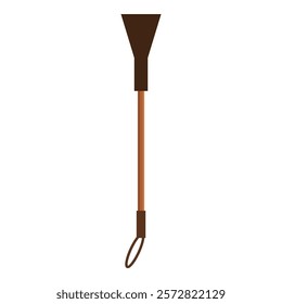 Brown wooden handle broom standing up is a simple yet effective cleaning tool