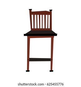 Brown wooden high chair on a white background. Vector illustration.