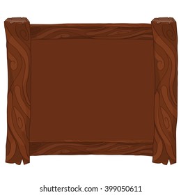 Brown wooden painted frame for your images or text. Vector illustration.