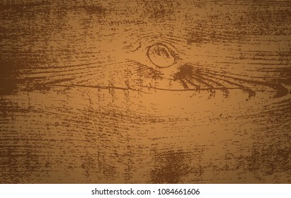 Brown wooden plank, table top, floor surface. Cutting chopping board. Wood texture. Vector illustration.