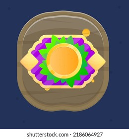 Brown Wooden Pop Up With Gem Jewel Golden Golden Green Purple Cute Juicy Cartoon Vector Design
