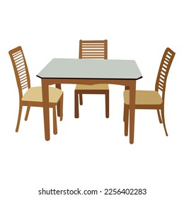 Brown Wooden Rectangle Dining Table Set, For Home.Rectangular Glass Top Wooden Dinning Table.Brown Wooden Dining Table.