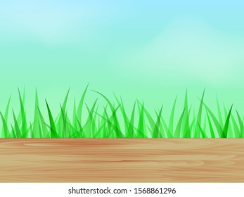 Brown wooden table background. Vector illustration for card