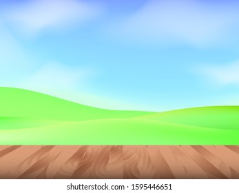 Brown wooden table background. Vector stock  illustration for card