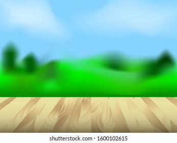 Brown wooden table background. Vector stock illustration for card
