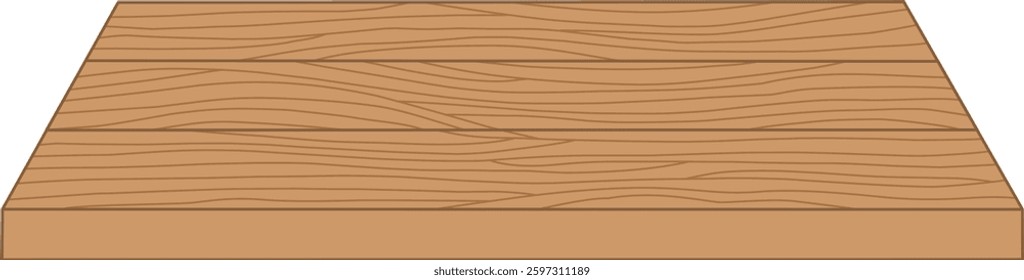 Brown Wooden Table Front View With Texture. Flat and Simple Style.
