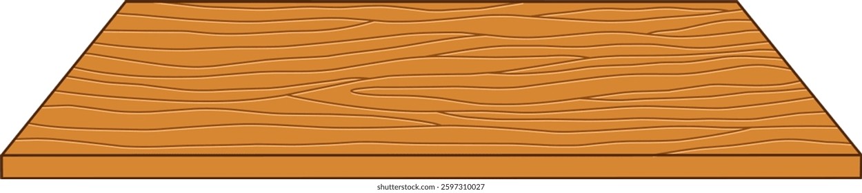 Brown Wooden Table Top Front View. Flat and Simple Style.