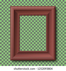 Brown wooden vintage frame isolated on transparent background. Vector frame template.