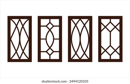 Brown wooden window model on a white background