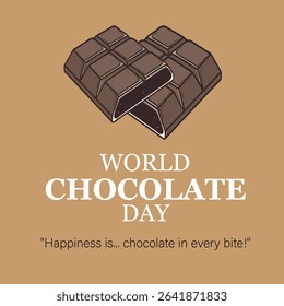  Brown World Chocolate Day Poster with Chocolate Block and Quote