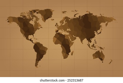 the brown world map abstract background vector