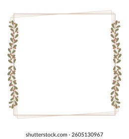Brown Wreath Border Frame Decorated With Brown And Green Floral Leaves