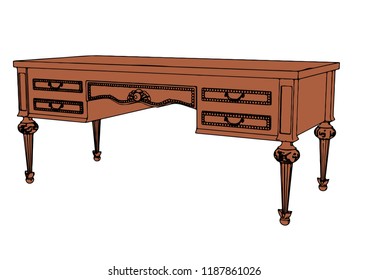 brown writing desk vector
