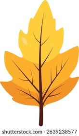 Brown and yellow autumn leaf vector, perfect for seasonal designs, fall-themed projects, botanical graphics, or nature-inspired digital illustrations.

