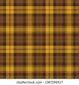 Brown and yellow color decorative tartan plaid, traditional Scottish textile pattern.