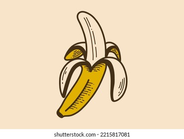 Diseño de color amarillo marrón de un plátano abierto