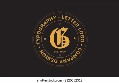 brown yellow G vintage alphabet letter logo icon design. Creative template for badge and label