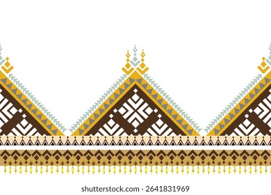 Brown Yellow Geometry Aztec Traditional Navajo Pattern