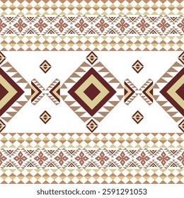 Brown, yellow, and grey ethnic vector seamless pattern. Tribal vector texture. Aztec geometric ornament. Navajo, boho, and native American styles. Idea for textiles and borders.