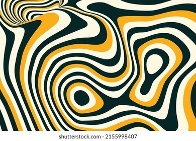 Brown and yellow liquid stripes background illustration. Abstract fluid spots pattern design