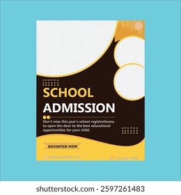 Brown and Yellow Modern School Admission Flyer