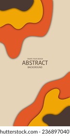 brown yellow orange cream vintage tone, layer paper cut vector Illustration abstract background