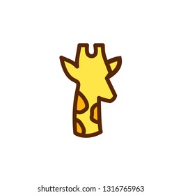 Brown yellow orange giraffe's head. Can use for logo, mascot, or icon