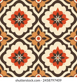 Vector de lujo marrón, amarillo y rojo sin patrón. Adorno, motivos tradicionales, étnicos, árabes, turcos, indios. Ideal para tela y textil, Fondo de pantalla, diseño de empaque o cualquier idea deseada.