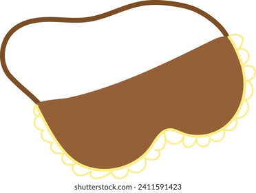 Brown and yellow sleeping eye mask for travel or relaxation. Comfortable sleep accessory with soft edges vector illustration.