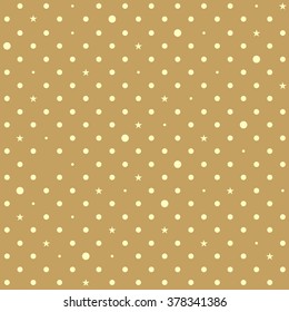 Brown Yellow Star Polka Dots Background Vector Illustration