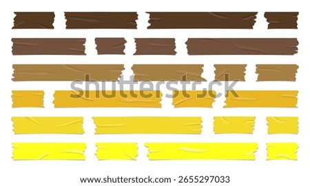 Brown and yellow torn-edge tape set in flat style. A warm tone design perfect for vintage scrapbooking, journaling, and paper crafts.