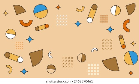 Brown yellow and white flat geometric background memphis hipster vector