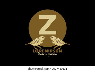 Brown Z initial letter with twin bird design