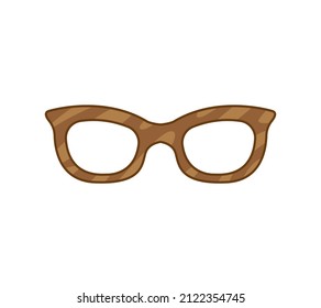 Brown-beige glasses. Vector illustration in cartoon childish style. Isolated funny clipart on white background. cute print