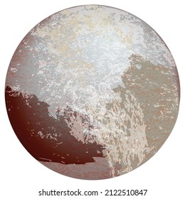 Braunblauer Planet Pluto. Illustration des Weltraumobjekts im Sonnensystem einzeln auf transparentem Hintergrund. Vektorastronomisches Element für kosmisches Universum