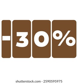 Brown-colored Flat 30% Off - offer sale vector