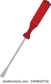 A brown-colored screwdriver with the flattened tip that fits into the head of a screw to twist and turn it, comfortable ergonomic handles for precise working , vector, color drawing or illustration.