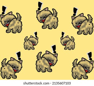 Brown-gray dog on a yellow background, yes as a background.