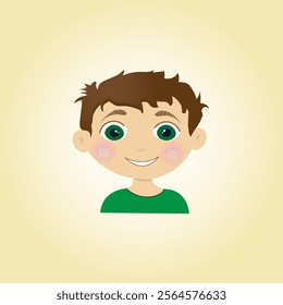 Brown-haired boy in a green T-shirt, child, boy, cute boy, brown-haired, green T-shirt