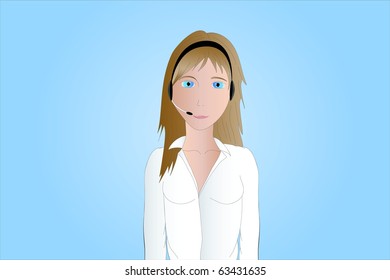 brown-haired callcenter agent ( background on separate layer )