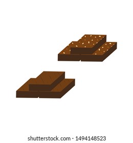 Brownie with almond.chocolate cake lover.vector set