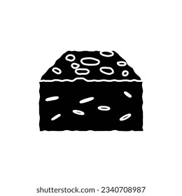 Brownie cake with nuts icon. Vector illustration.