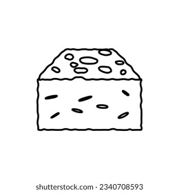 Torta Brownie con icono de línea de tuercas. Ilustración vectorial.