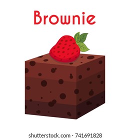 Brownie, chocolate pie, cupcake, pastry. Made in cartoon flat style. Vector illustration