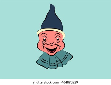 Brownie elf style happy human face vector vintage style