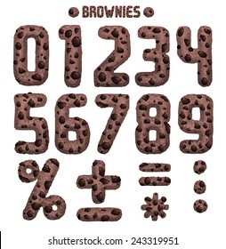 Brownie font. Digits Part 2/2 Rich in chocolate chips