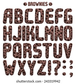 Brownie font. Full ABC Part 1/2 Rich in chocolate chips