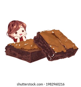 Brownie And Girl Hungry Sweet